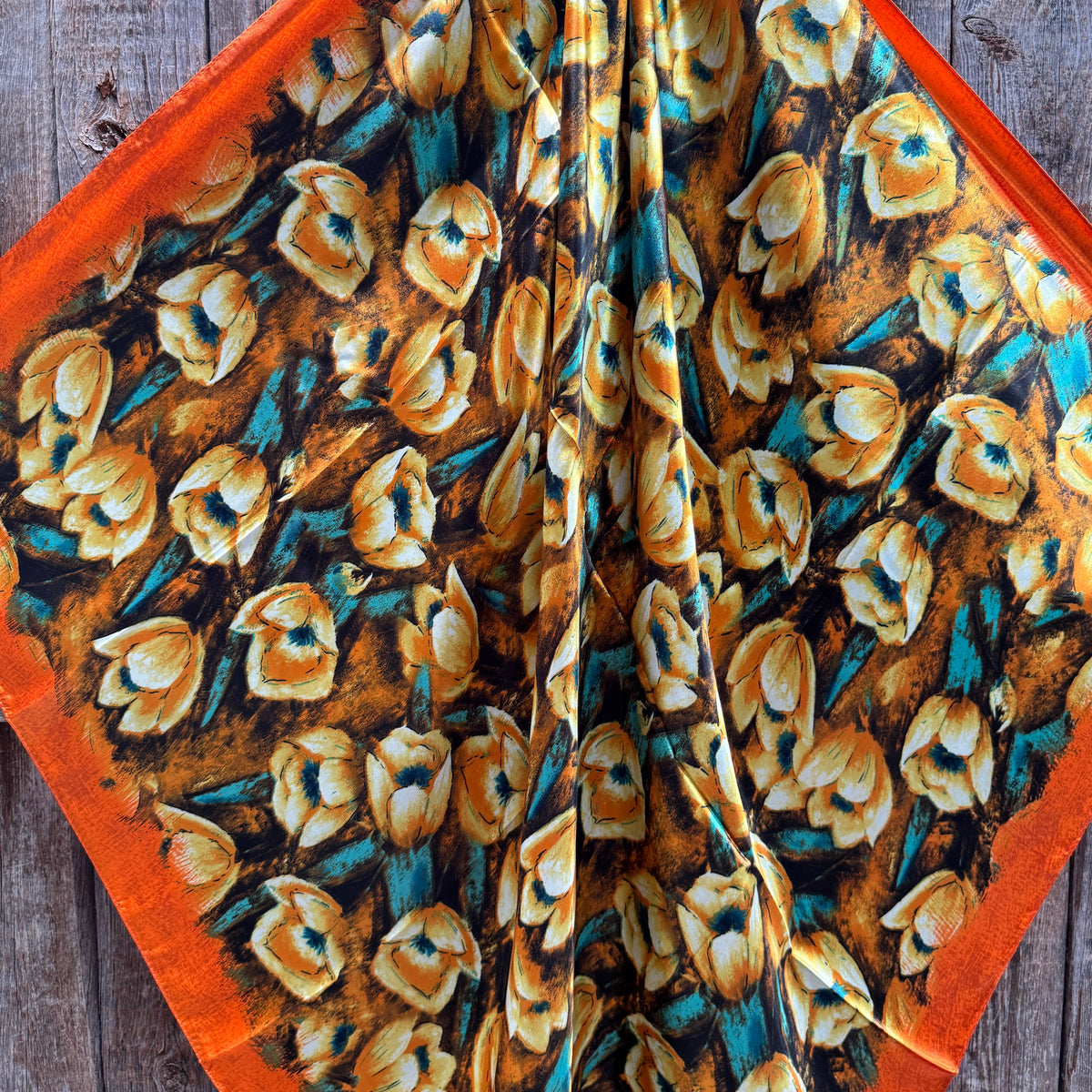 Orange Floral Wild Rag - Western Scarf