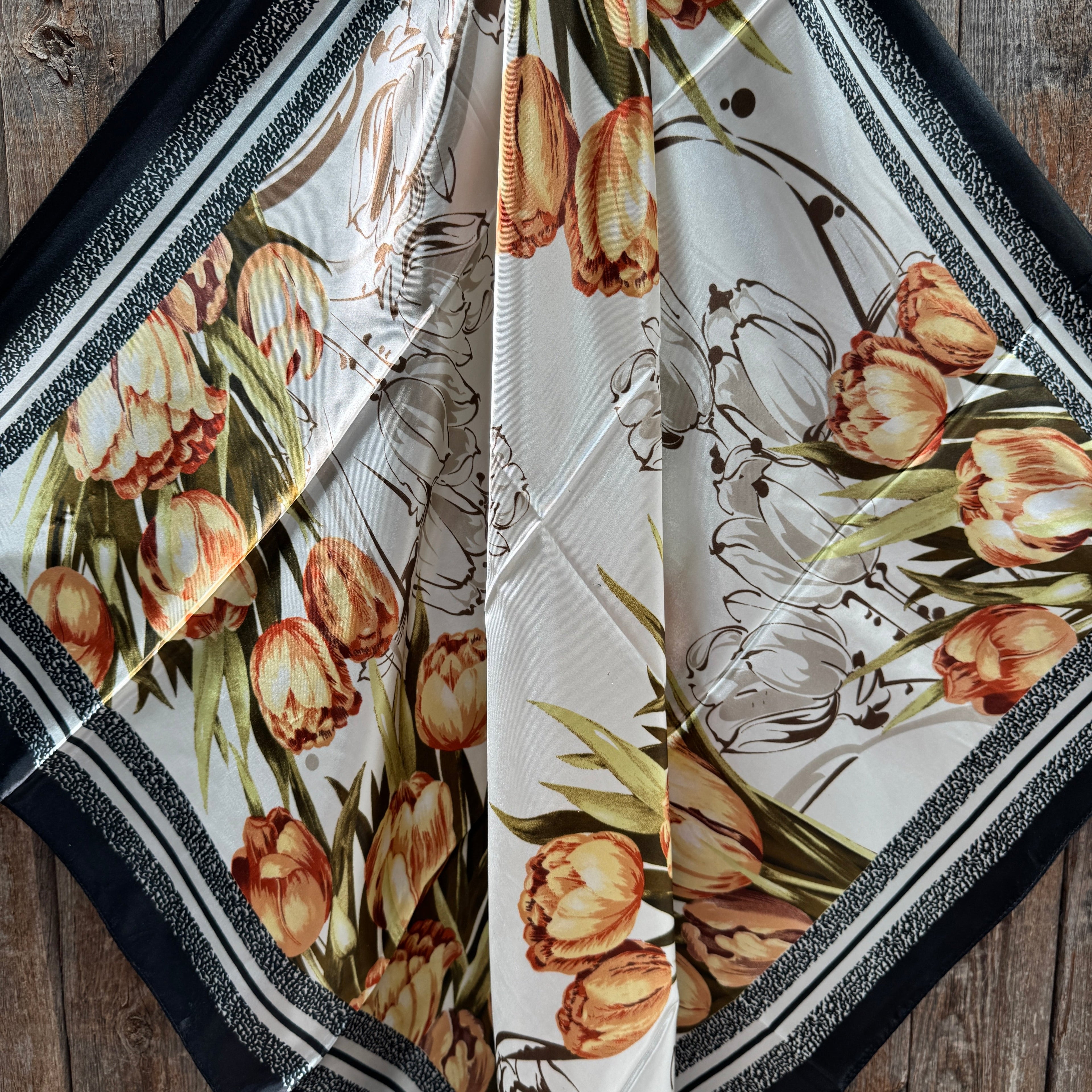 Black and White Floral Wild Rag - Western Scarf