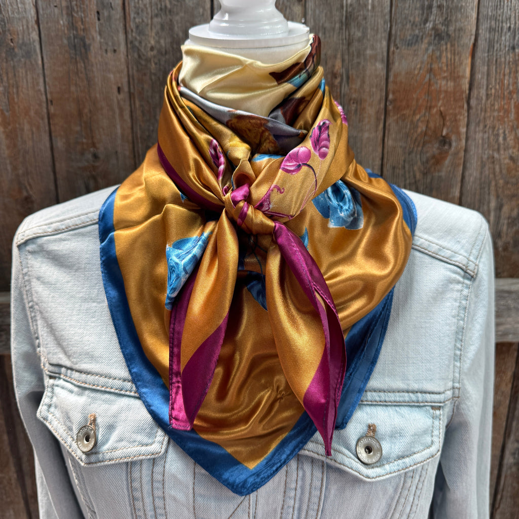 Purple and Blue Floral Wild Rag - Western Scarf