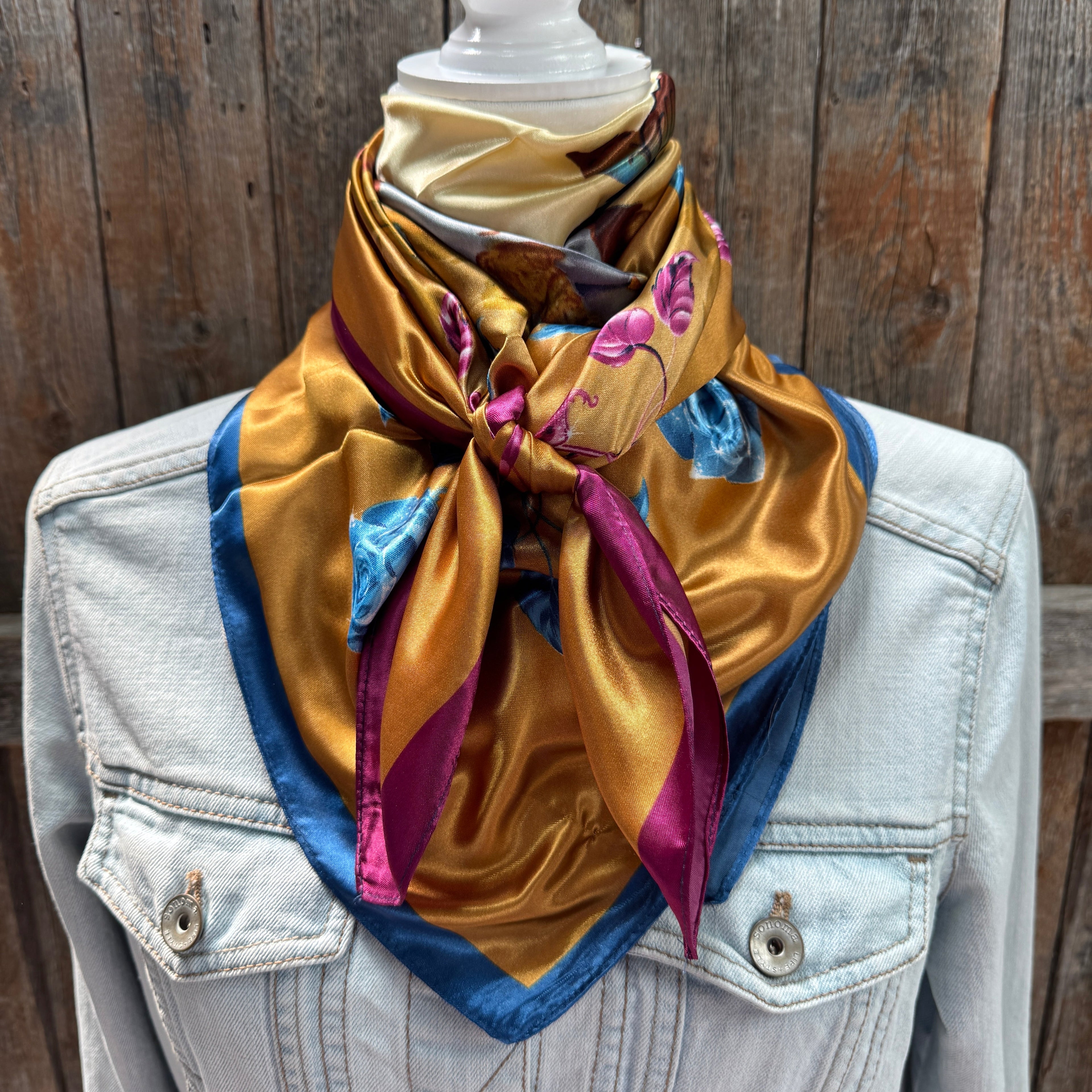 Purple and Blue Floral Wild Rag - Western Scarf