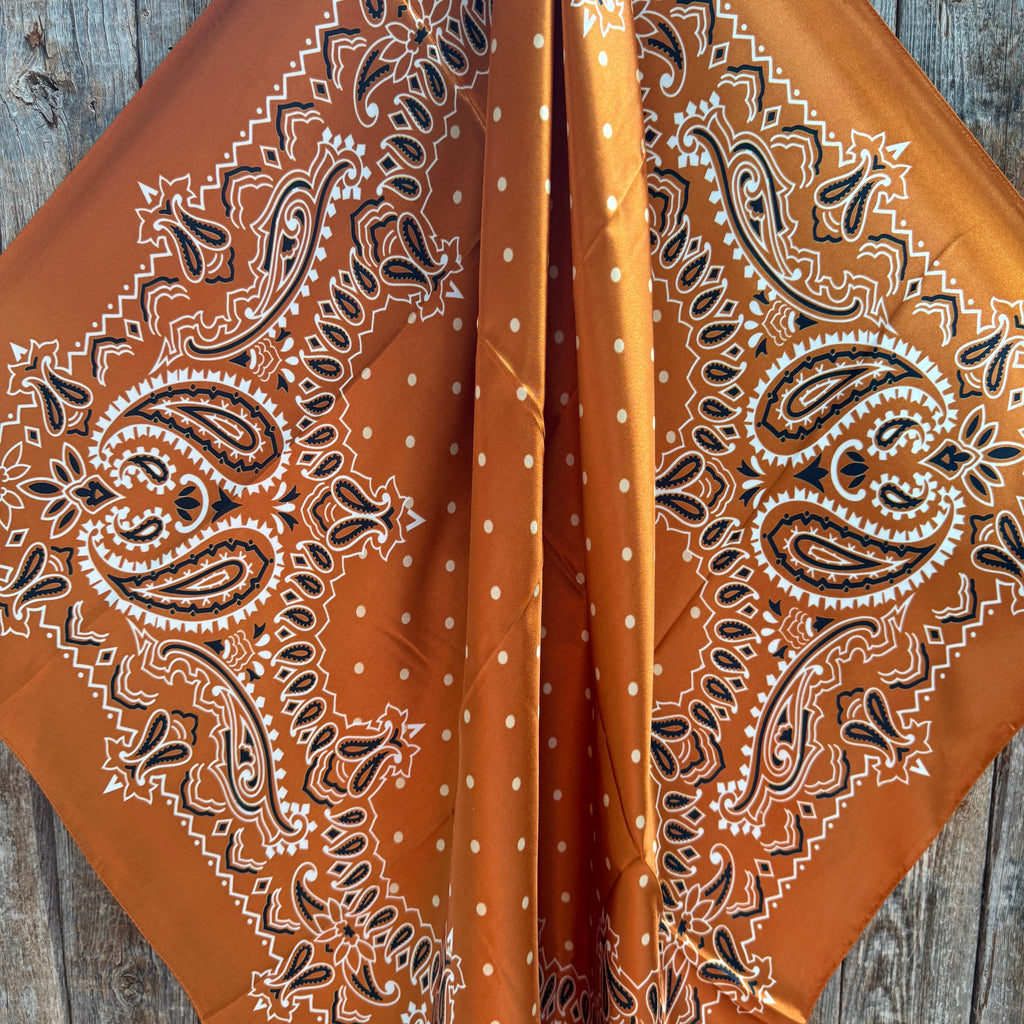 Rust Paisley Wild Rag - Western Scarf