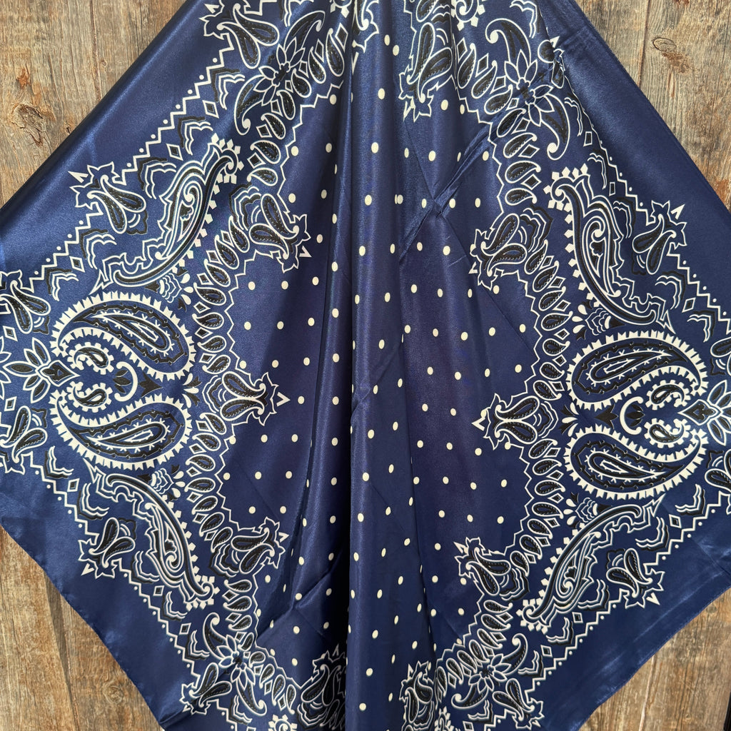 Blue Paisley Wild Rag - Western Scarf