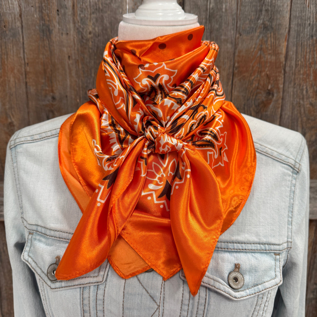 Orange Paisley Wild Rag - Western Scarf