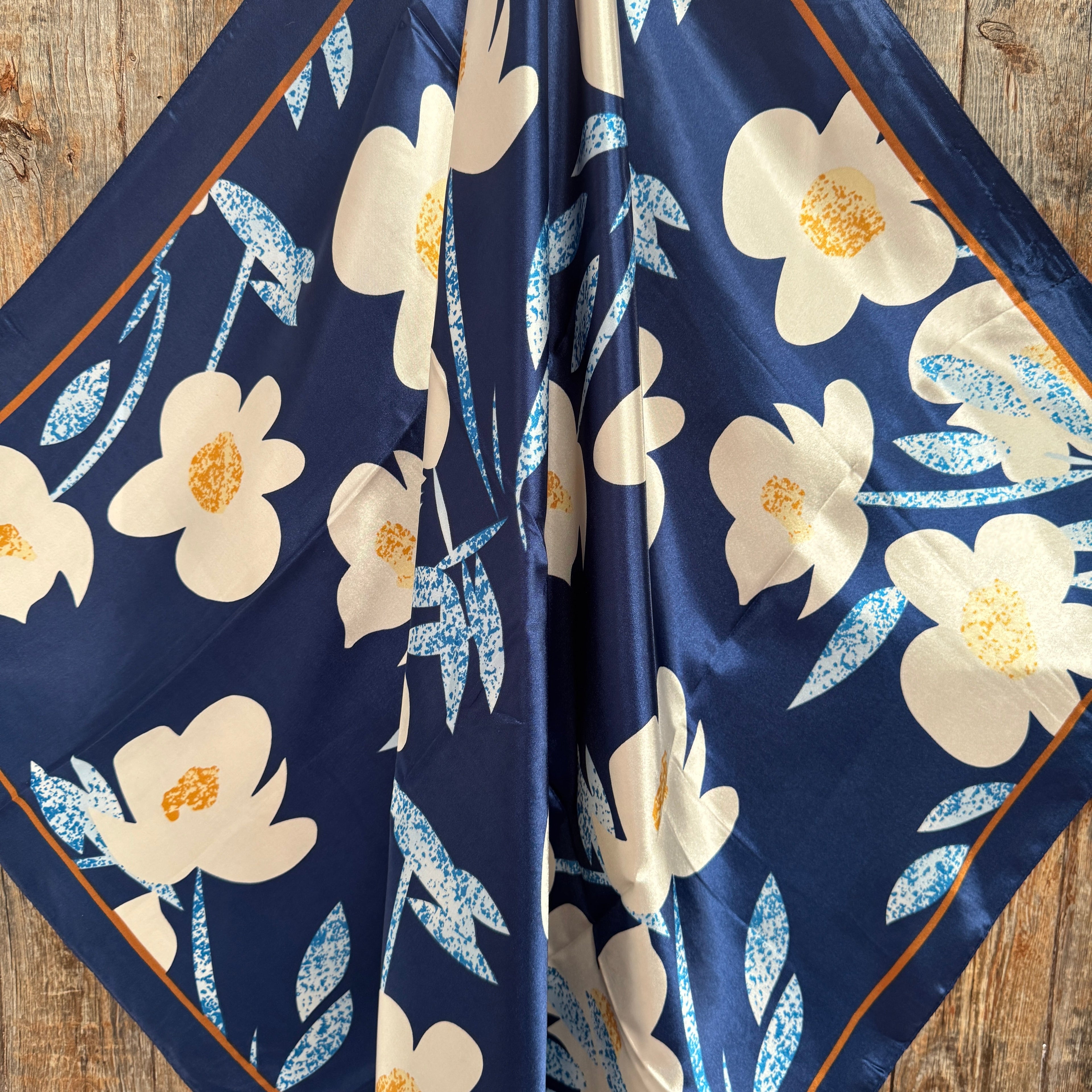 Cream and Blue Wild Rag - Western Scarf