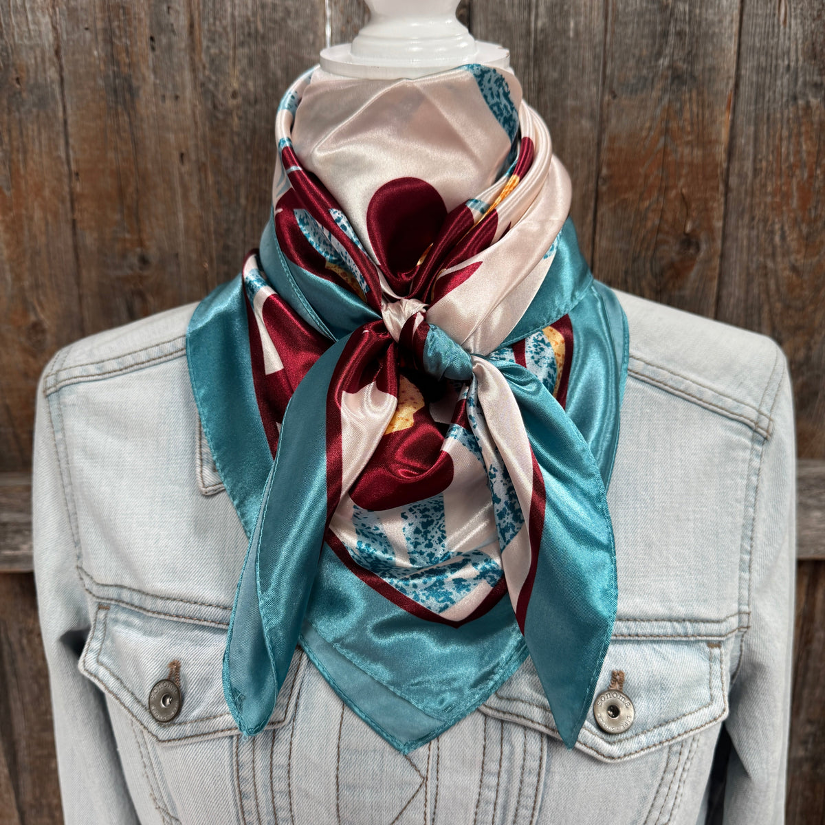 Burgundy and Cream Wild Rag - Western Scarf