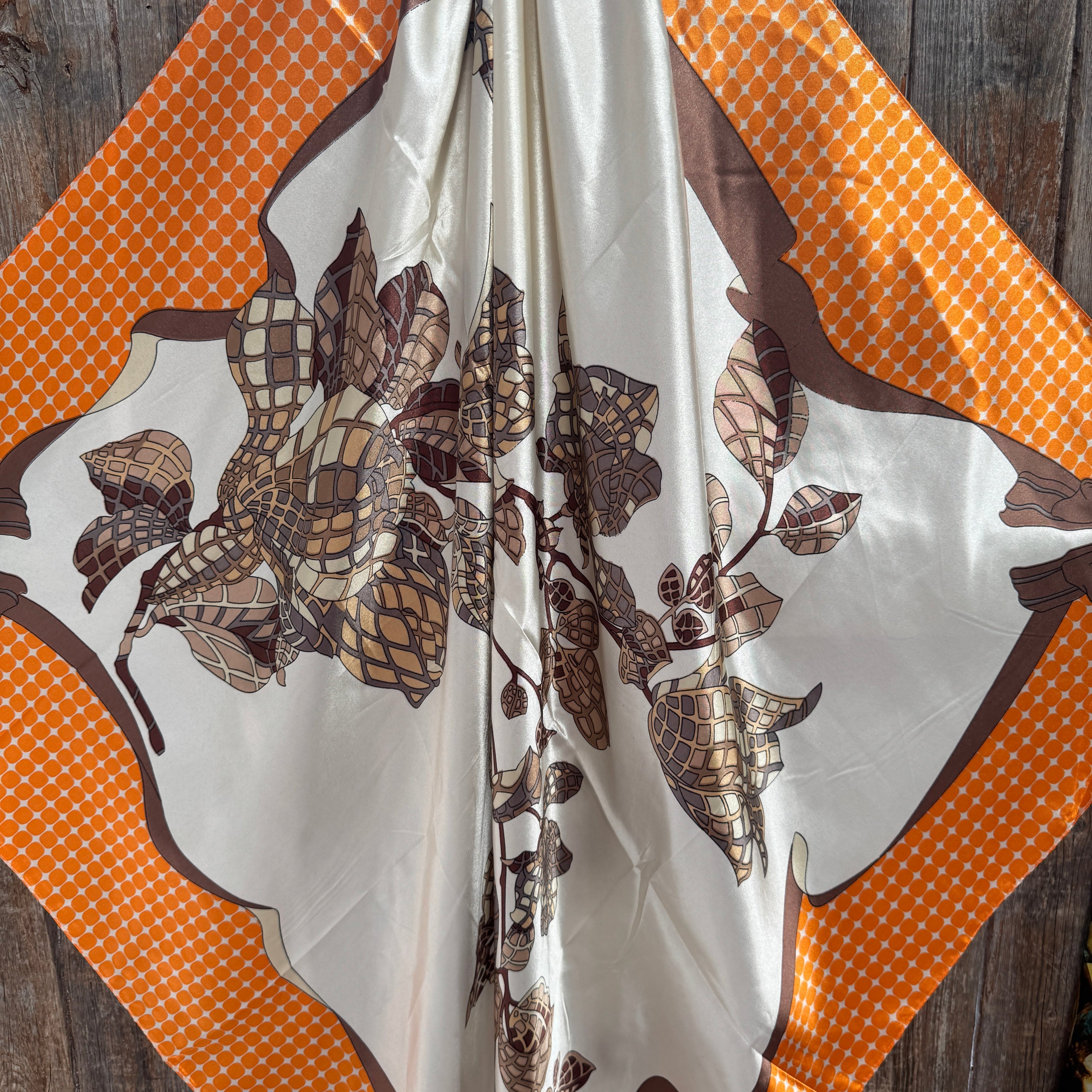 Orange and Brown Floral  Wild Rag - Western Scarf