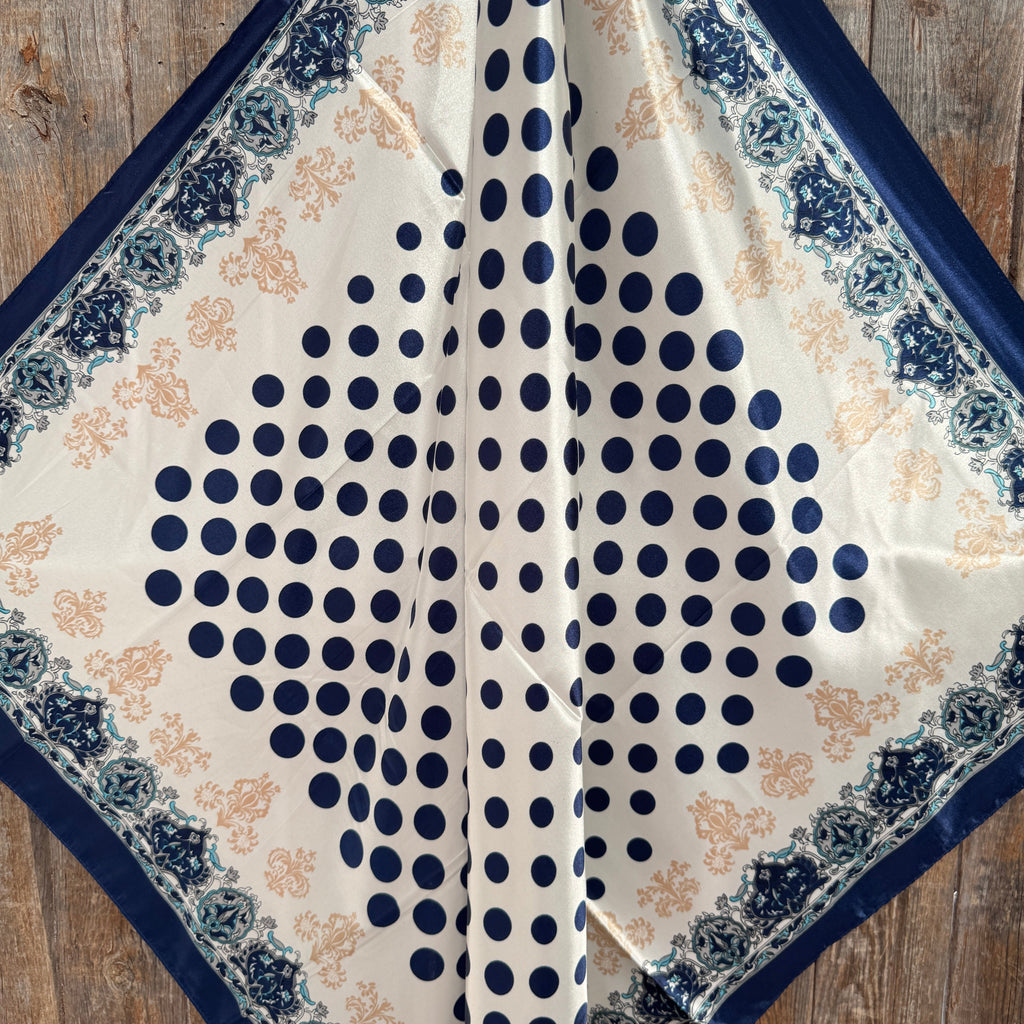 Navy and Cream Polka Dot Wild Rag - Western Scarf