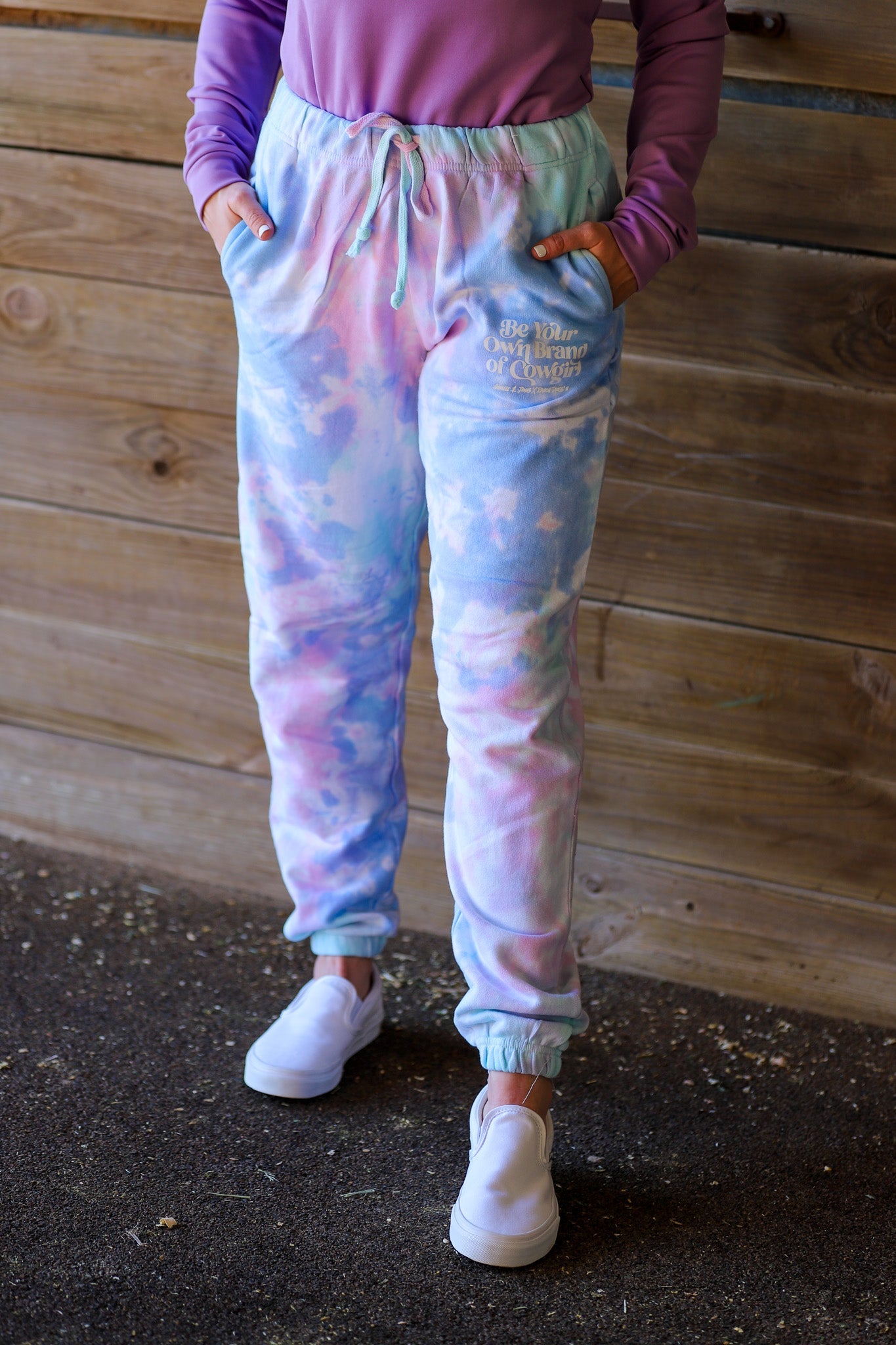 Be Your Own Brand Of Cowgirl Cotton Candy Tie Dye Joggers