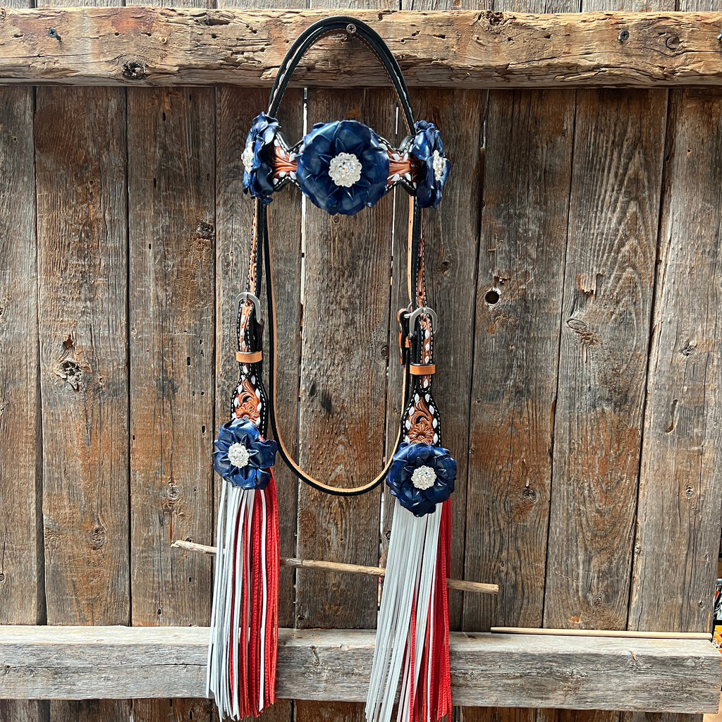 Classic Red, White and Blue Browband/One Ear Tack Set #BBBC638 — view 3