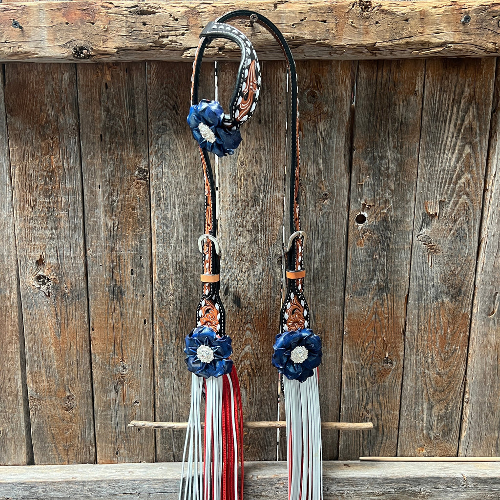 Classic Red, White and Blue Browband/One Ear Tack Set #BBBC638 — view 6