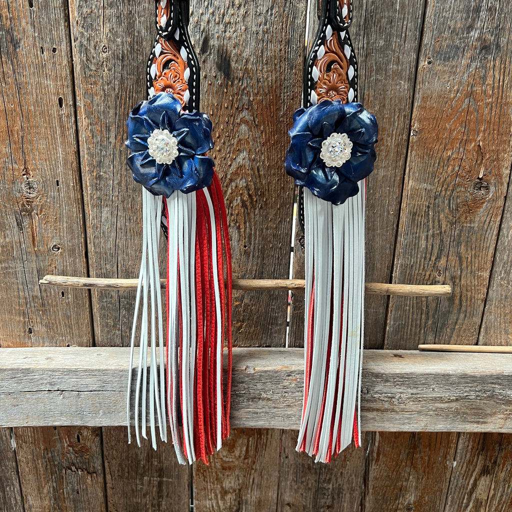 Classic Red, White and Blue Browband/One Ear Tack Set #BBBC638 — view 5