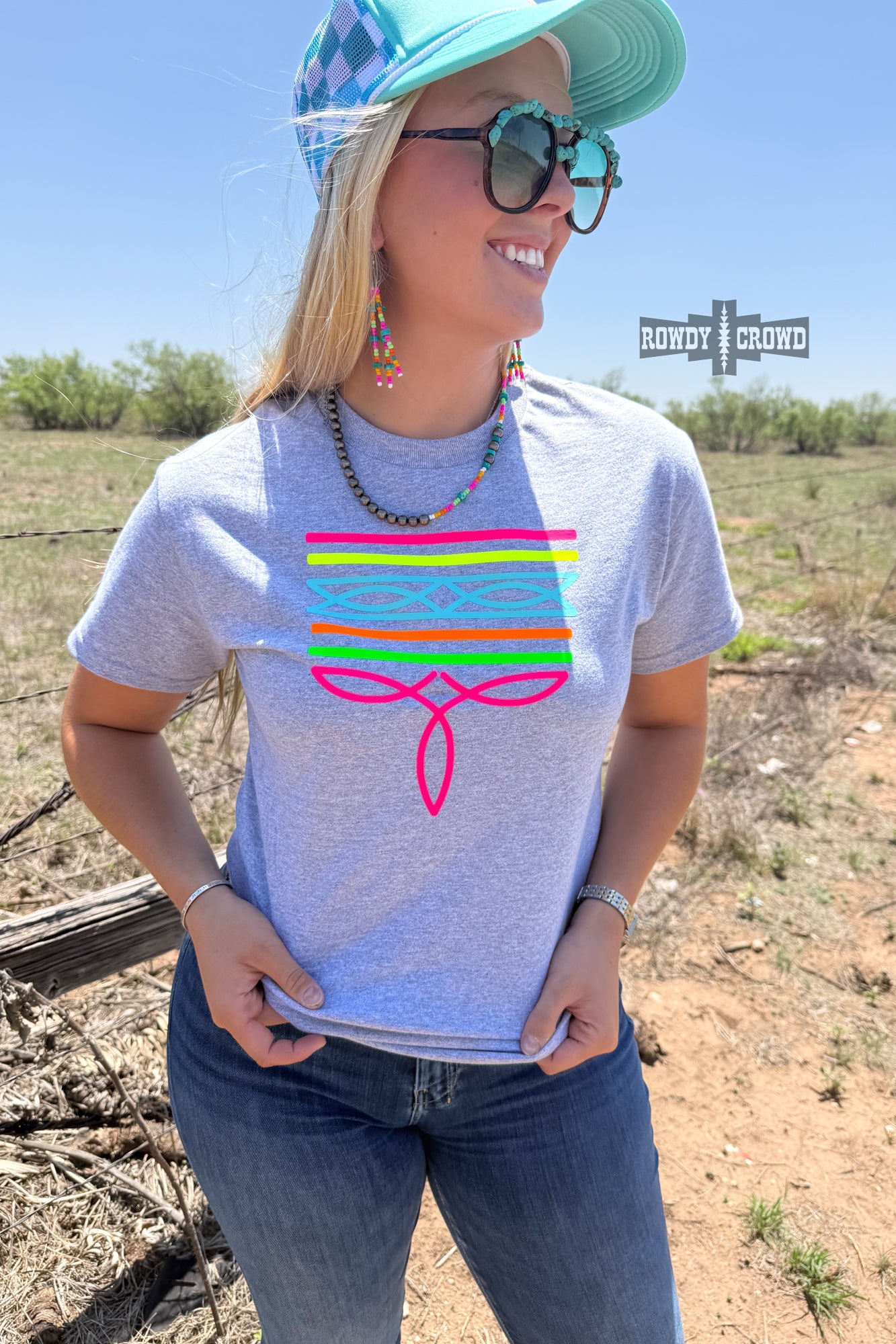 DS GRAY- Neon Boot Stitch Tee by Rowdy Crowd Clothing - product image 2