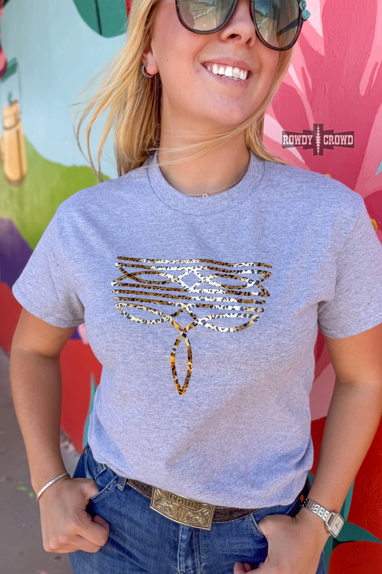 DS Leopard Boot Stitch Tee by Rowdy Crowd Clothing - product image 2
