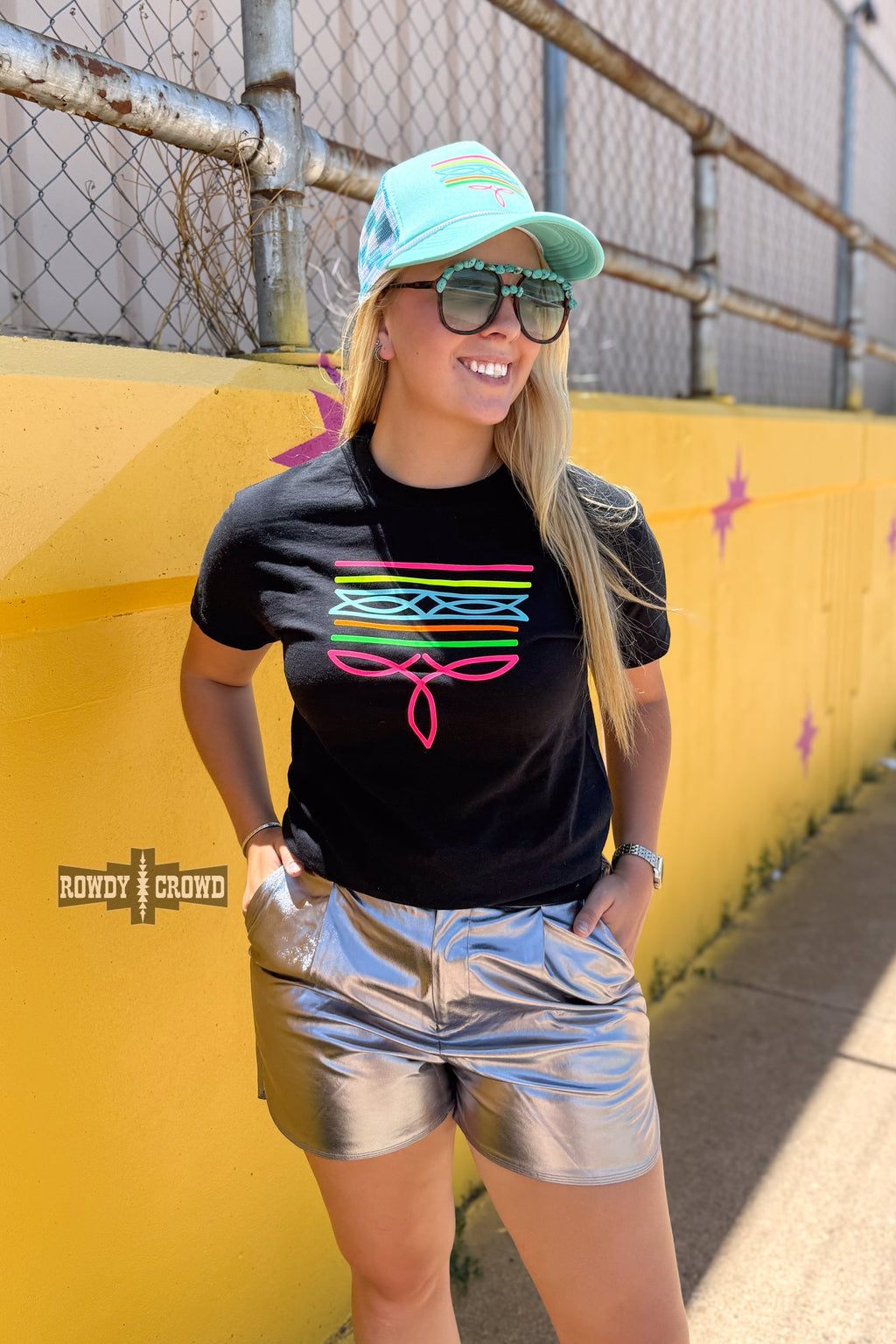 DS BLACK- Neon Boot Stitch Tee by Rowdy Crowd Clothing - product image 2