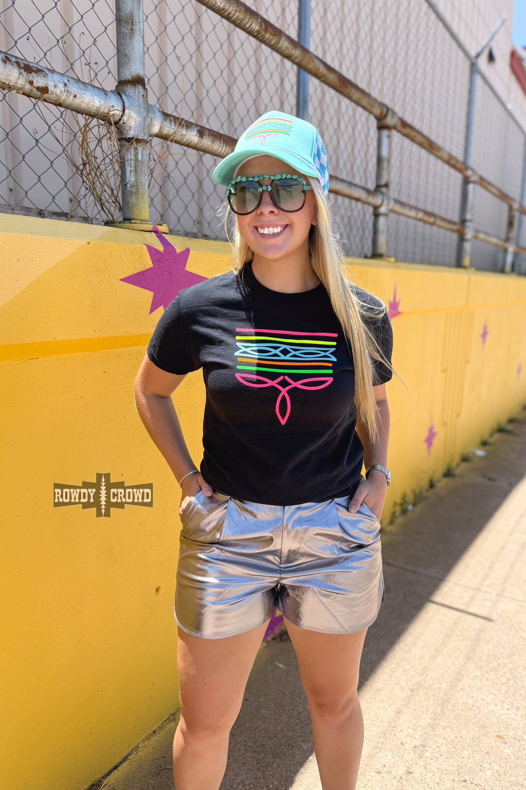 DS BLACK- Neon Boot Stitch Tee by Rowdy Crowd Clothing