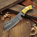 Handmade Damascus Tanto Knife with Camel Bone Handle | Full Tang Fixed Blade