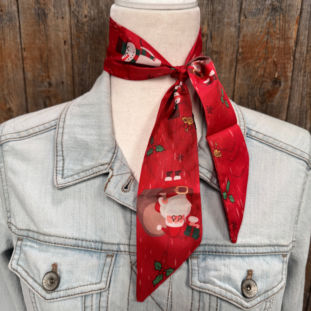 Red Holiday Western Skinny Mini Wild Rag Scarf / Cowgirl Necktie  #TW147
