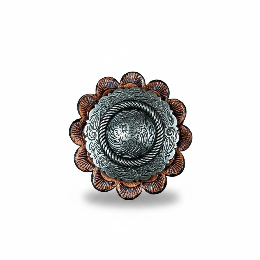 Antique Silver Round Western Concho W102 — view 5
