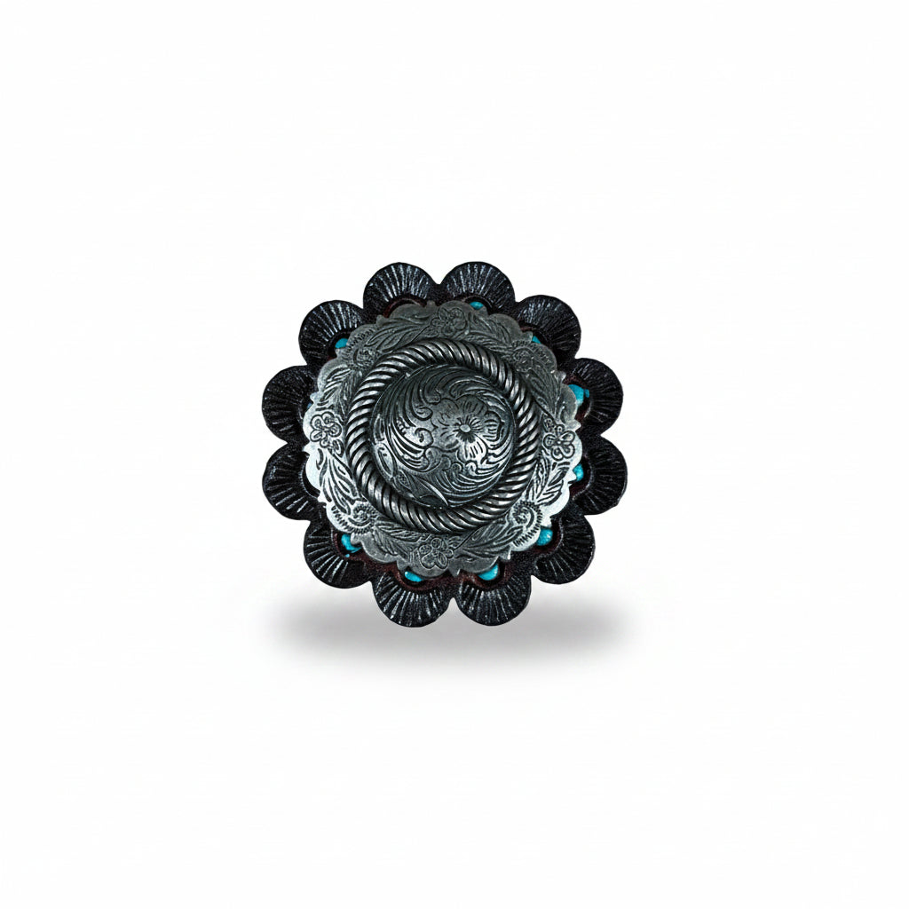 Antique Silver Round Western Concho W102 — view 6