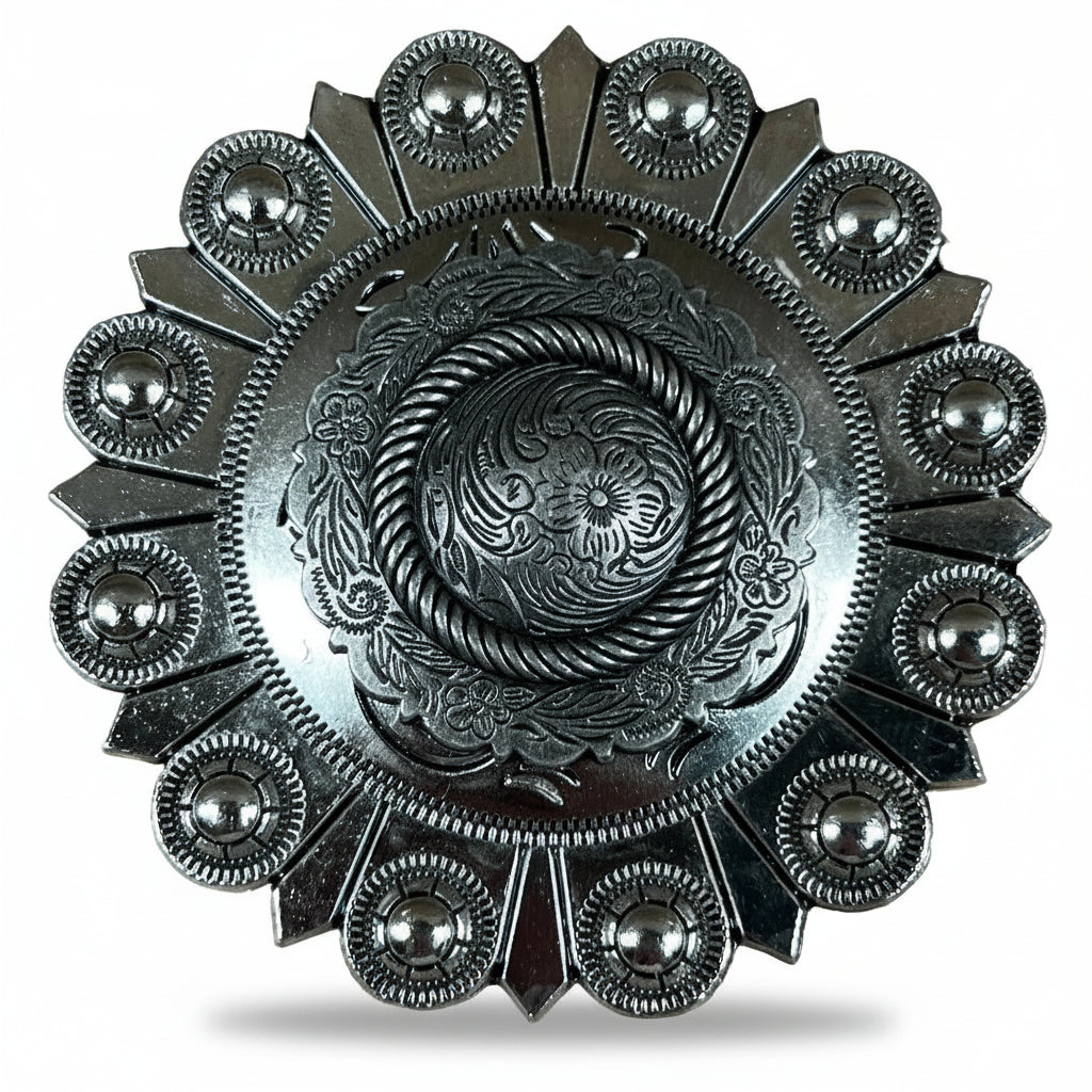 Antique Silver Round Western Concho W102 — view 3