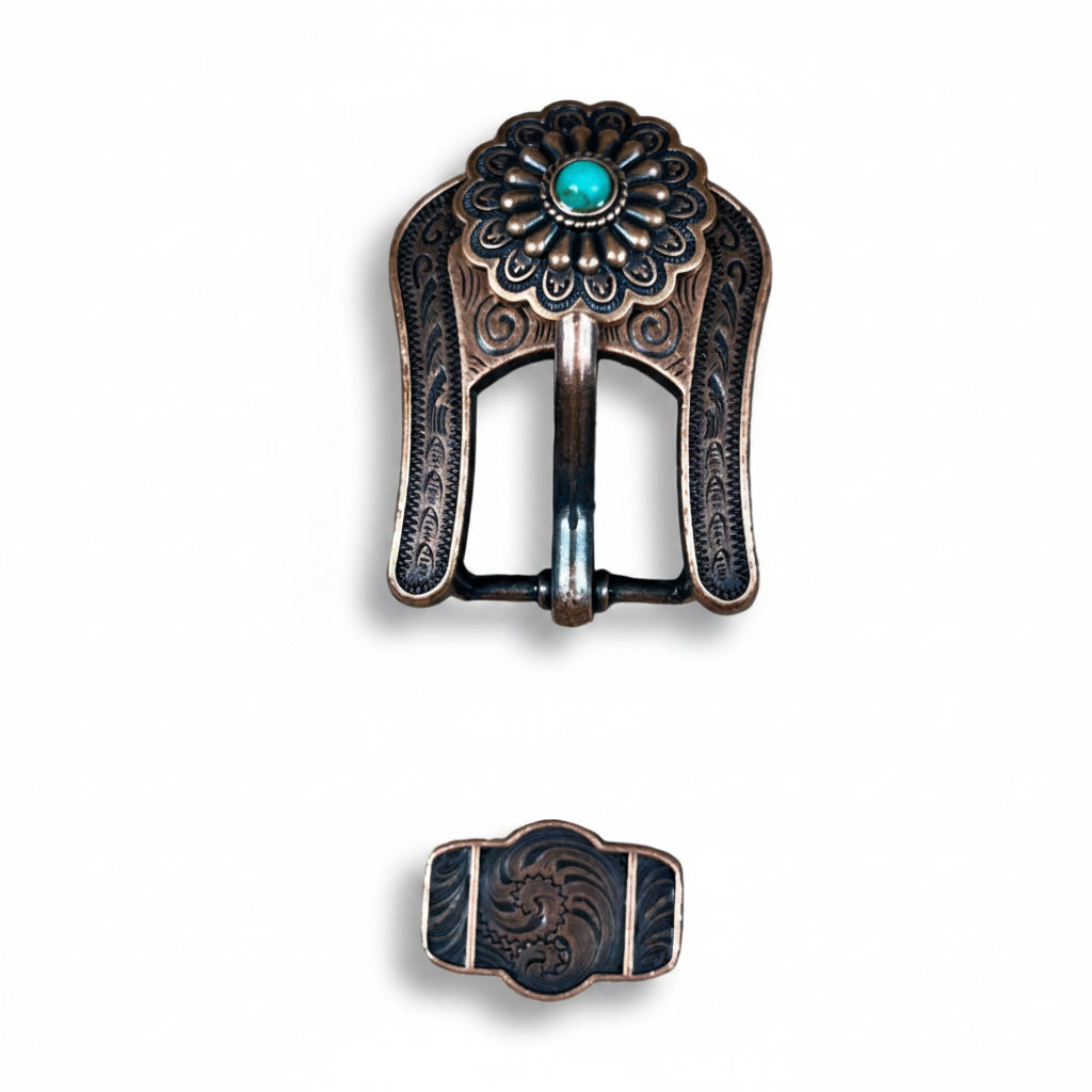 Copper Turquoise Western Concho W103 — view 5