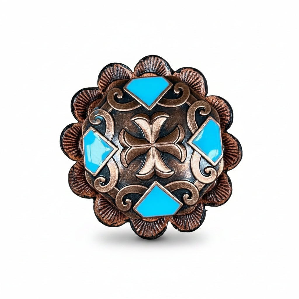 Copper Turquoise Western Concho W104 — view 4