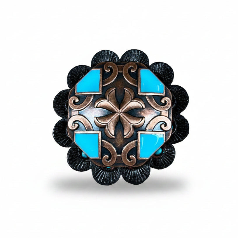 Copper Turquoise Western Concho W104 — view 5