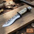 Handmade High Carbon Steel Drop Point Hunting Knife with Scrimshaw Handle