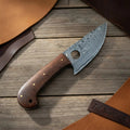 Handmade Damascus Mini Skinner Knife with Wooden Handle | Full Tang Drop Point Blade