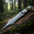 Handmade Damascus Medieval Spear Point Dagger with Stag Horn Handle