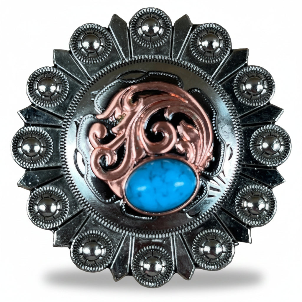Copper Turquoise Howlite Western Concho W121 — view 4