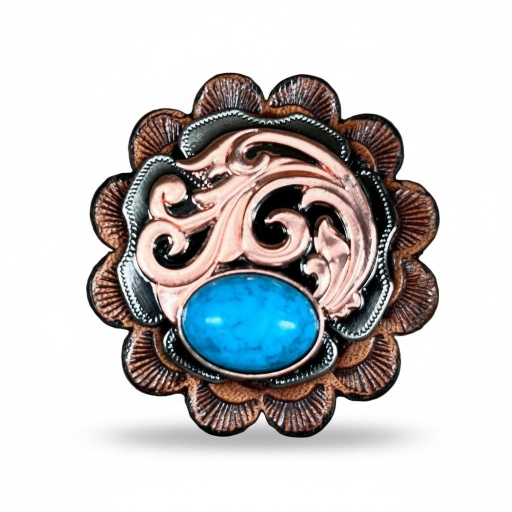Copper Turquoise Howlite Western Concho W121 — view 5