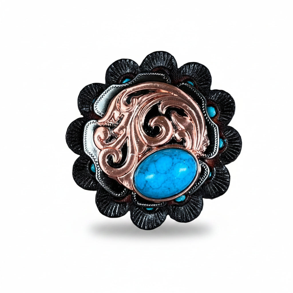 Copper Turquoise Howlite Western Concho W121 — view 6