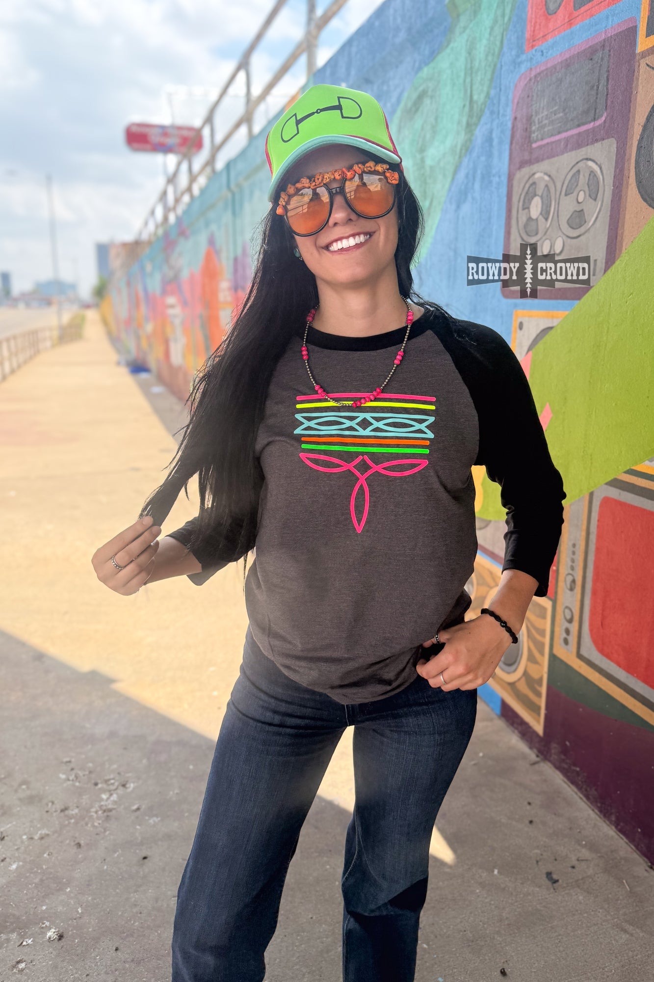 DS Neon Boot Stitch Raglan by Rowdy Crowd Clothing