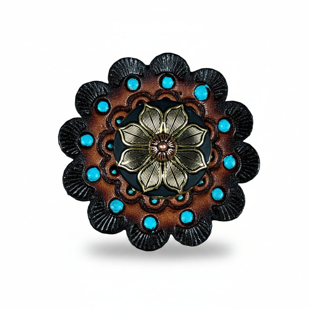 Black & Gold Sunflower Western Concho W125 — view 8
