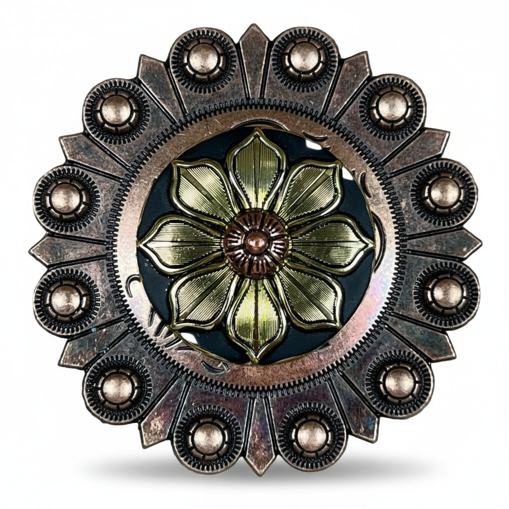 Black & Gold Sunflower Western Concho W125 — view 4