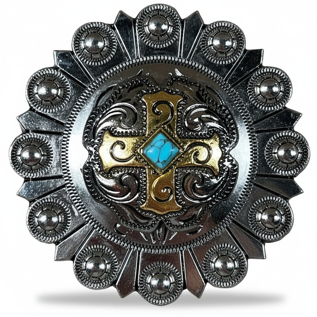 Antique Silver & Gold Western Concho W189 — view 4