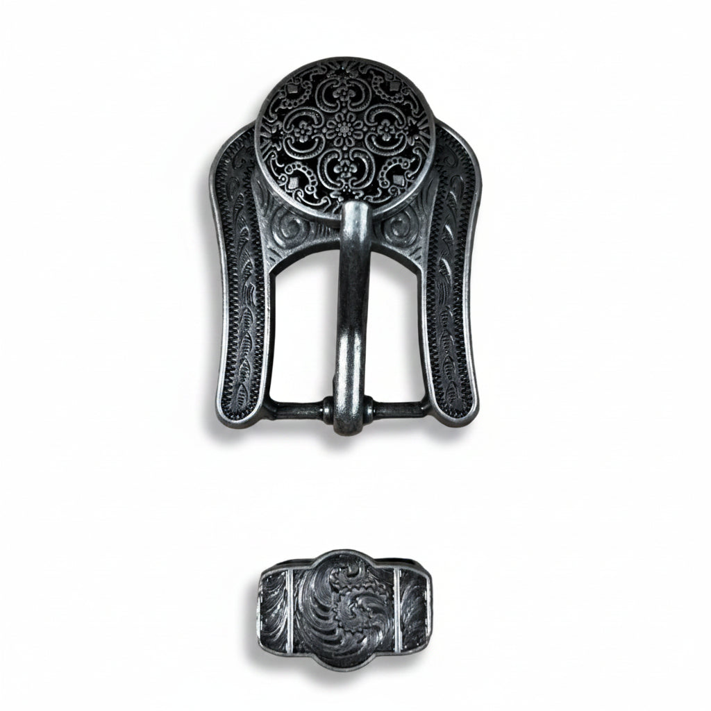 Antique Silver Floral Engraved Western Concho W225 — view 5