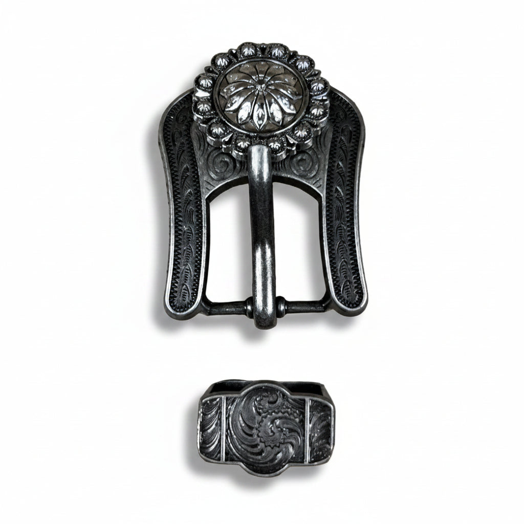 Antique Silver Flower and Berry Western Concho W226 — view 5