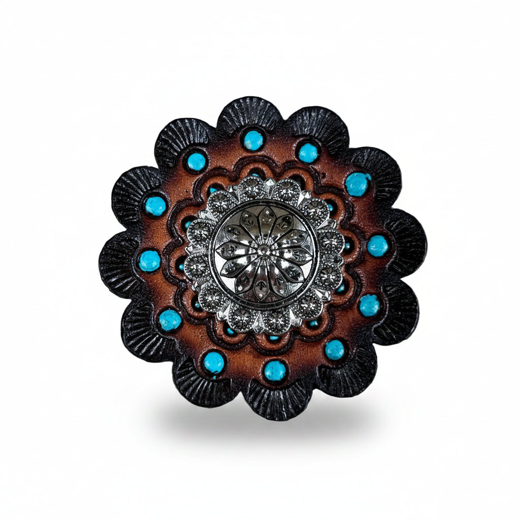 Antique Silver Flower and Berry Western Concho W226 — view 8
