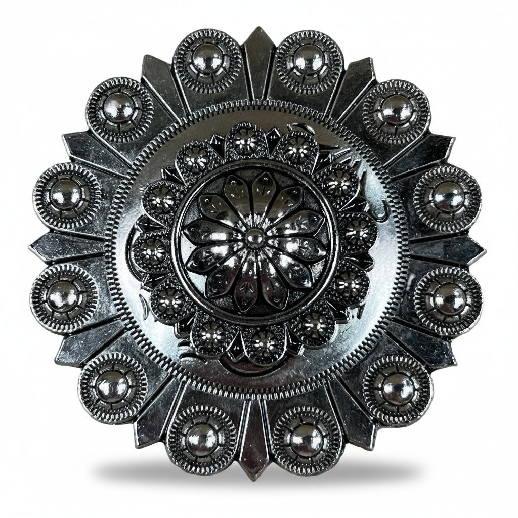 Antique Silver Flower and Berry Western Concho W226 — view 4