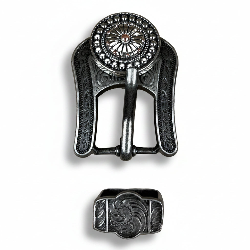Antique Silver Flower and Dots Western Concho W230 — view 7