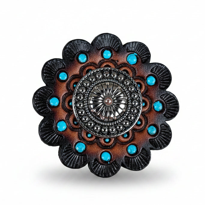 Antique Silver Flower and Dots Western Concho W230 — view 10