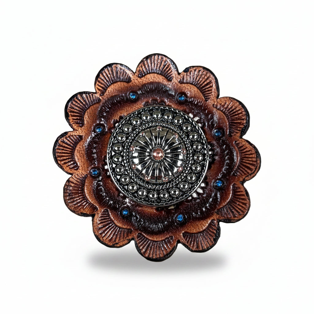 Antique Silver Flower and Dots Western Concho W230 — view 9