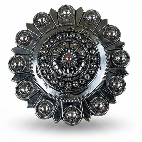 Antique Silver Flower and Dots Western Concho W230 — view 5