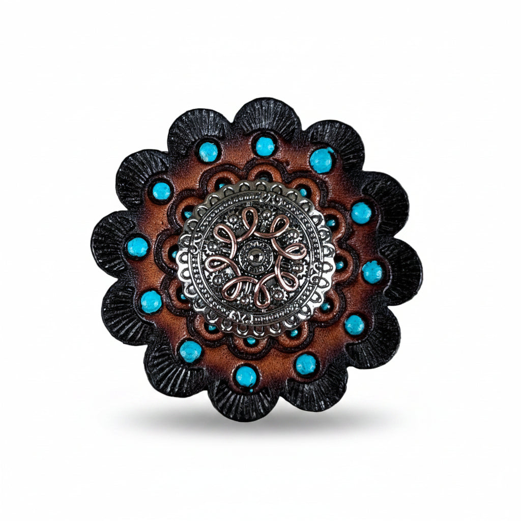 Antique Silver Flower and Loops Western Concho W235 — view 10