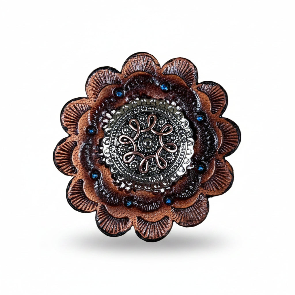 Antique Silver Flower and Loops Western Concho W235 — view 9