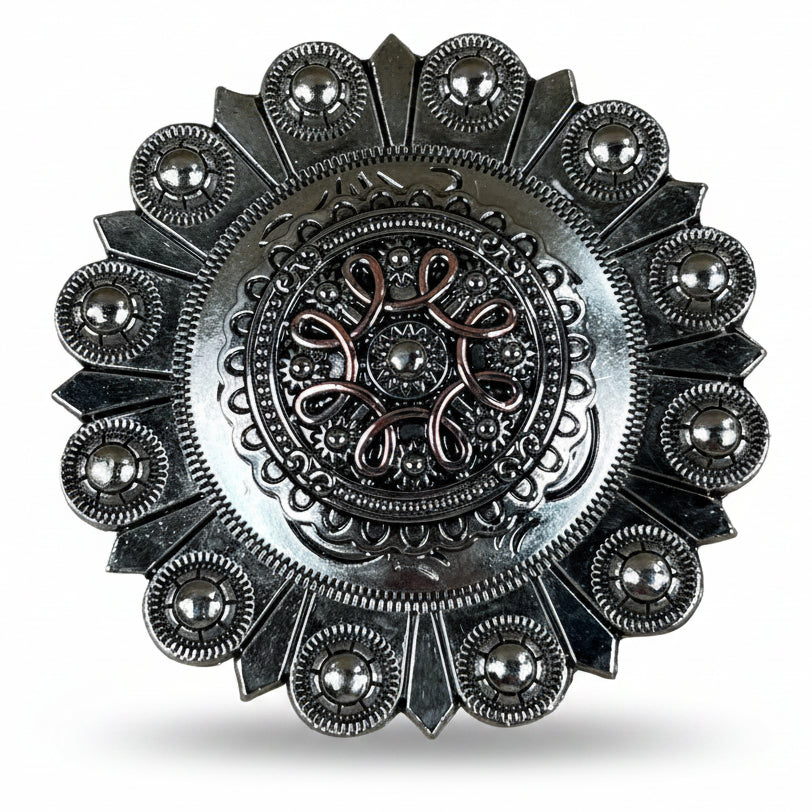 Antique Silver Flower and Loops Western Concho W235 — view 5