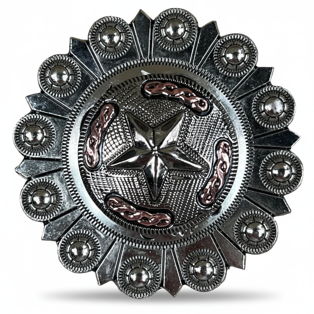 Antique Silver Texas Star Western Concho W187 — view 5