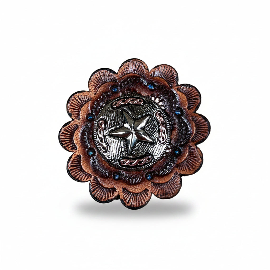 Antique Silver Texas Star Western Concho W187 — view 9